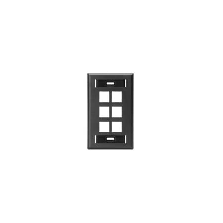 Leviton Wall Plate 6Port Sg Id Bk 592067